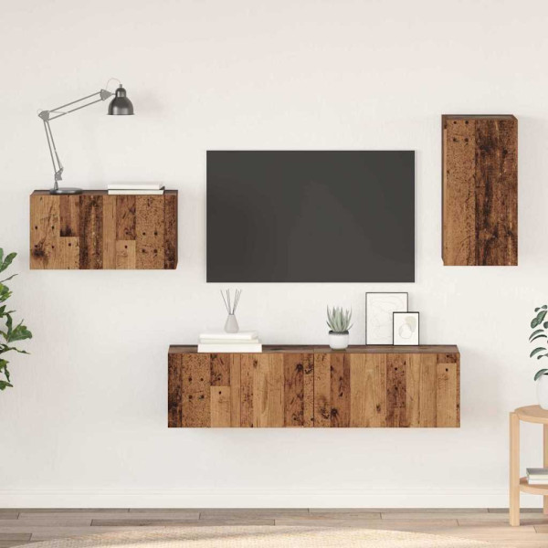 Conjunto de mueble de TV 4 pcs Madera vieja 30.5 x 30 x 60 cm D