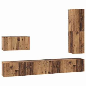 Conjunto de mueble de TV 4 pcs Madera vieja 30.5 x 30 x 110 cm H
