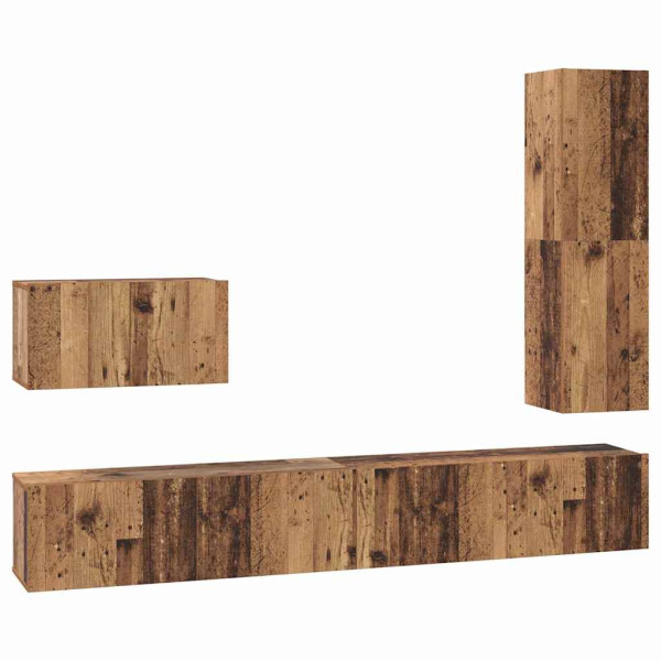 Conjunto de mueble de TV 4 pcs Madera vieja 30.5 x 30 x 110 cm M 2