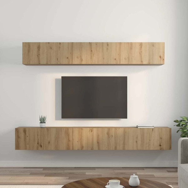 Juego de muebles de TV con estante Montaje en la pared con almacenamiento con puerta 5 pcs Roble artisan M 4