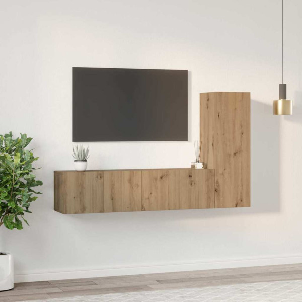 Conjunto de mueble de TV 3 pcs Roble artisan 150.5 x 30 x 90 cm M 4