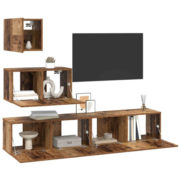 Conjunto de móvel de TV 4 pcs Madeira antiga 80 x 30 x 30 cm M 3