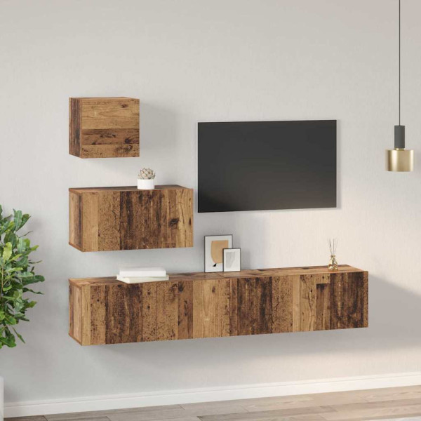 Conjunto de mueble de TV 4 pcs Madera vieja 80 x 30 x 30 cm M 4