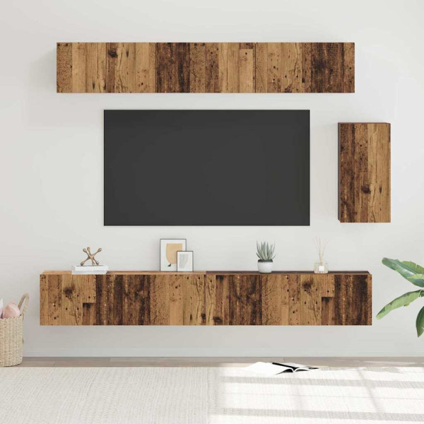 Conjunto de mueble de TV 6 pcs Madera vieja 100 x 30 x 30 cm D