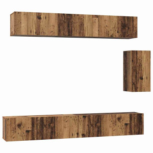 Conjunto de mueble de TV 6 pcs Madera vieja 100 x 30 x 30 cm H