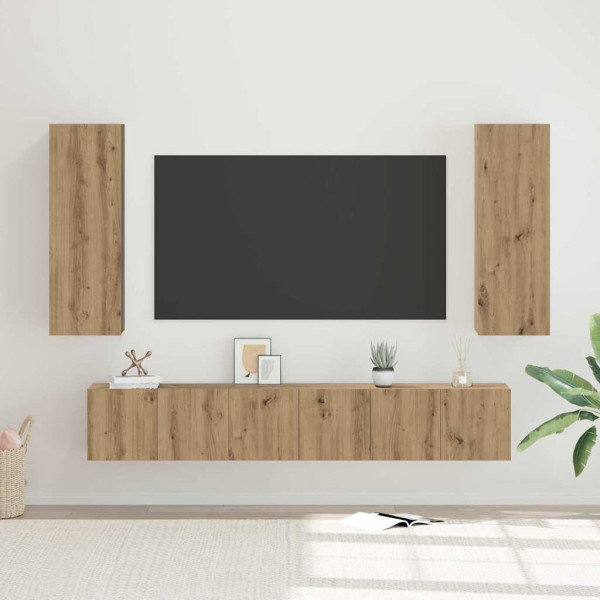 Conjunto de mueble de TV 4 pcs Roble artisan 30.5 x 30 x 90 cm D