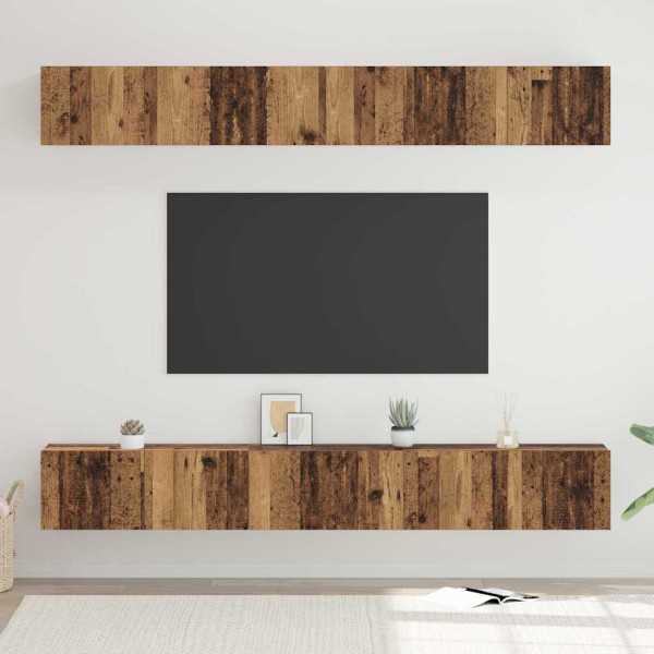 Conjunto de mueble de TV 6 pcs Madera vieja 60 x 30 x 35 cm D