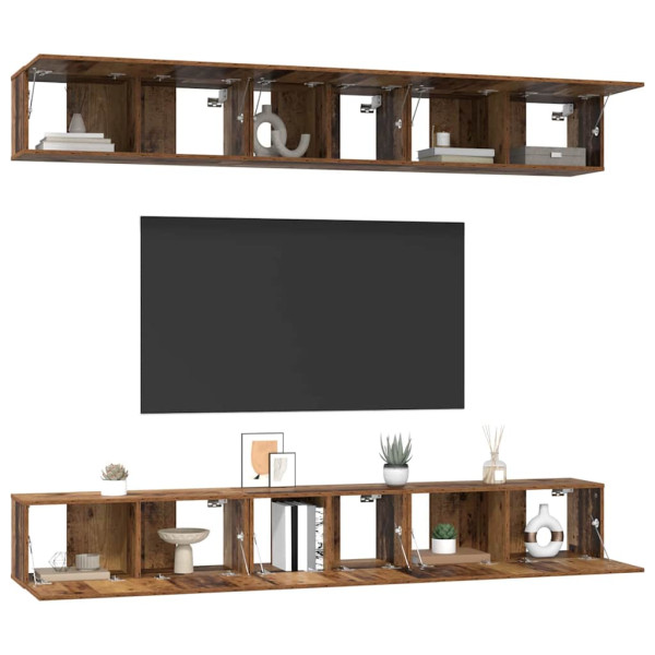 Conjunto de mueble de TV 6 pcs Madera vieja 60 x 30 x 35 cm M 3