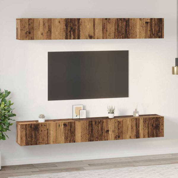 Conjunto de mueble de TV 6 pcs Madera vieja 60 x 30 x 35 cm M 4