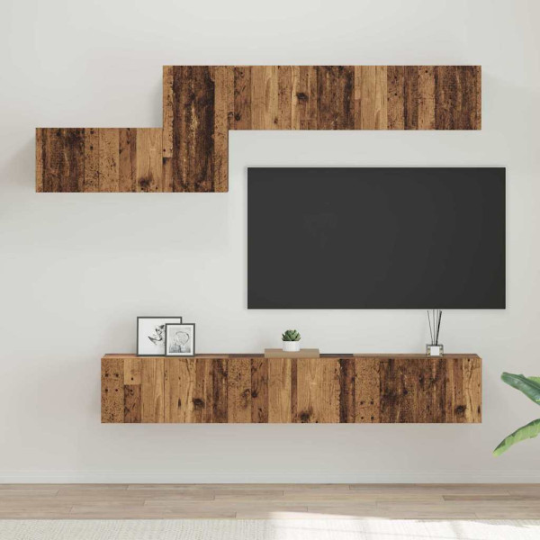 Conjunto de mueble de TV 7 pcs Madera vieja 60 x 30 x 30 cm D