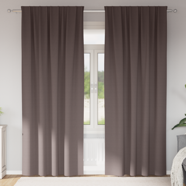 Cortinas opacas 2 pcs Marrón oscuro 245 x 140 cm Poliéster D