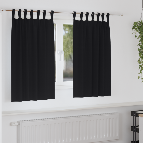 Cortinas opacas con cortinas 2 pcs Negro 140 x 140 cm Poliéster D