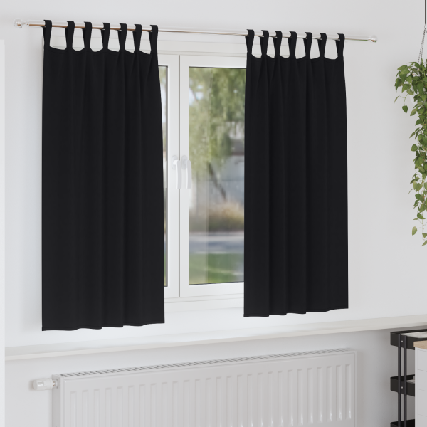 Cortinas opacas con cortinas 2 pcs Negro 175 x 140 cm Poliéster D