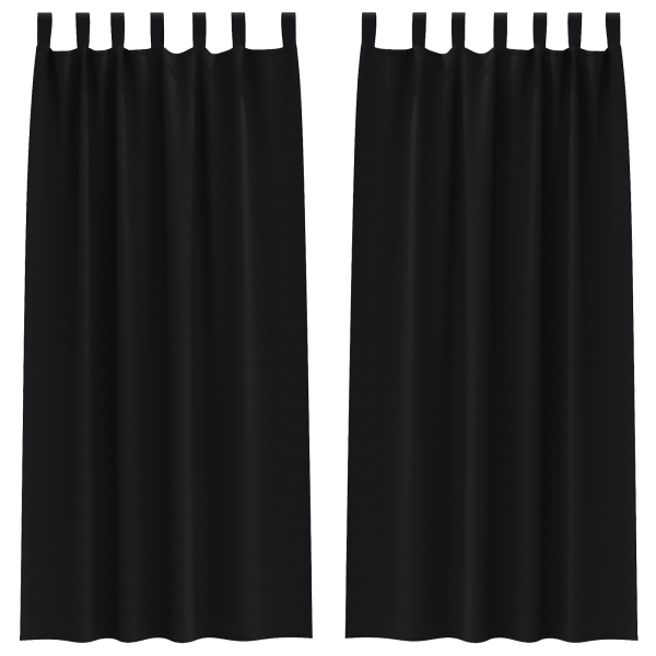 Cortinas opacas com cortinas 2 pcs Preto 225 x 140 cm Poliéster M 2