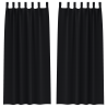 Cortinas opacas con cortinas 2 pcs Negro 225 x 140 cm Poliéster 2