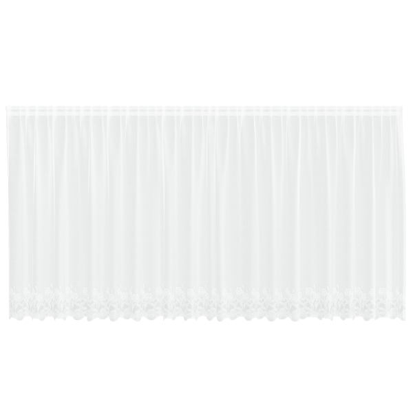 Cortina de Renda com cortinas Floral Branco 500 x 140 cm Poliéster M 2