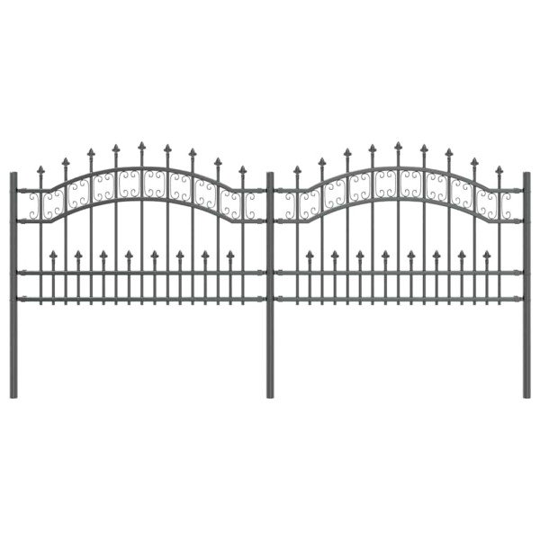 Valla de jardín Gris 115 cm Acero con recubrimiento en polvo M 2