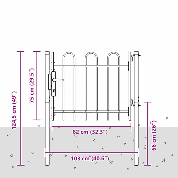 Puerta de cerca Gris 100 x 75 cm Acero Recubierto de Polvo M 5