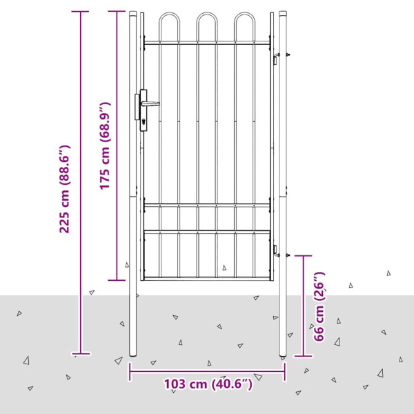 Portão de Cerca Cinzeto 100 x 175 cm Aço com Revestimento em Pó M 5