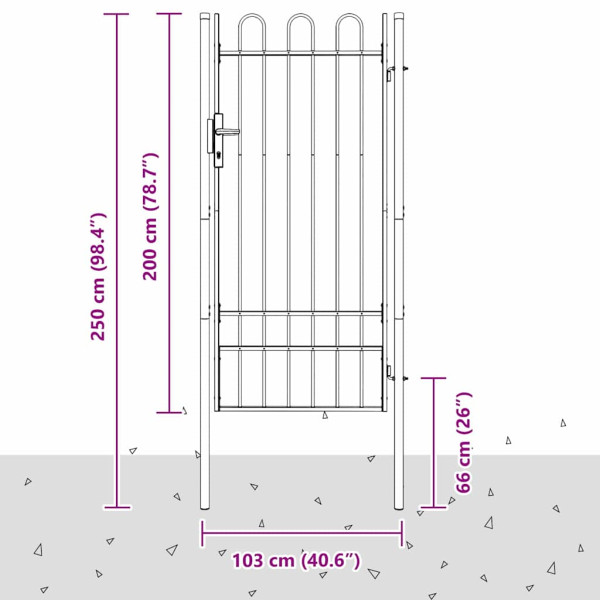 Puerta de cerca Gris 100 x 200 cm Acero Recubierto de Polvo M 5