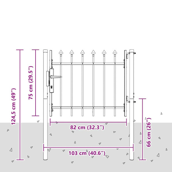 Puerta de cerca Gris 100 x 75 cm Acero Recubierto de Polvo M 5