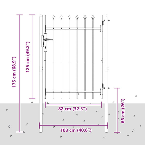 Puerta de cerca Gris 100 x 120 cm Acero Recubierto de Polvo M 5