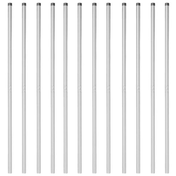 Postes de Cerca 12 pcs Prateado 210 cm Aço galvanizado M 3