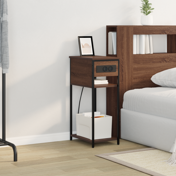 Armario de Noche Marrón roble 41 x 28 x 76 cm M 4