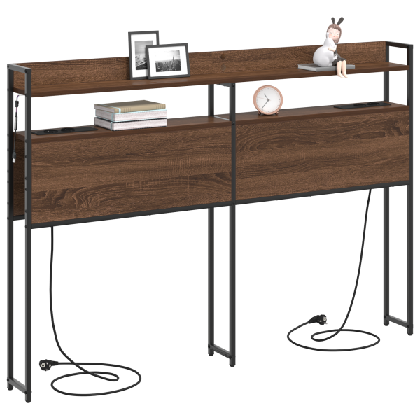 Cabecera de almacenamiento Marrón roble 135 cm M 3