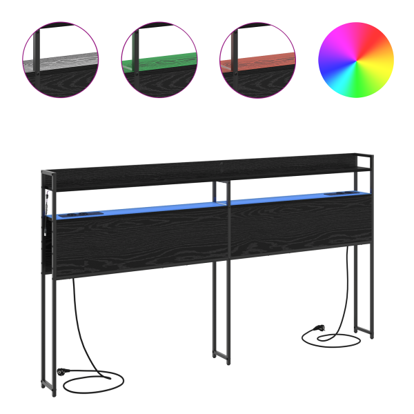 Cabecera de almacenamiento Roble negro 180 cm M 4