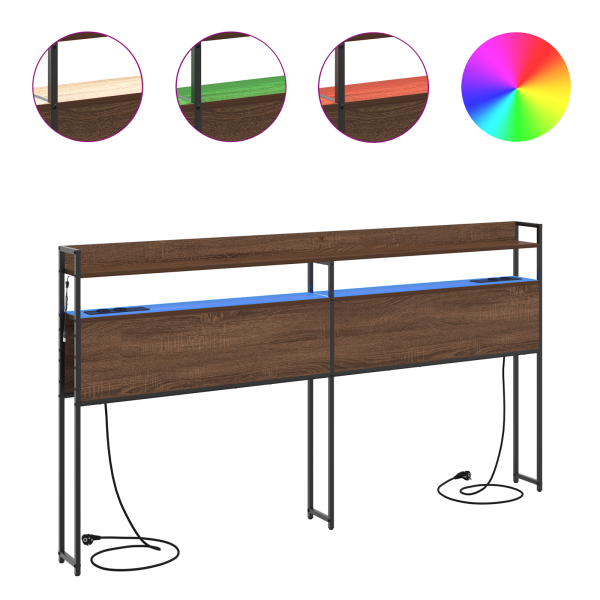 Cabeceira de armazenamento Carvalho castanho 180 cm M 4
