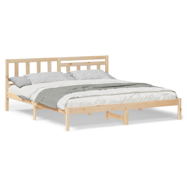 Estructura de cama Marrón 200 x 200 cm Madera de pino sólido M 4