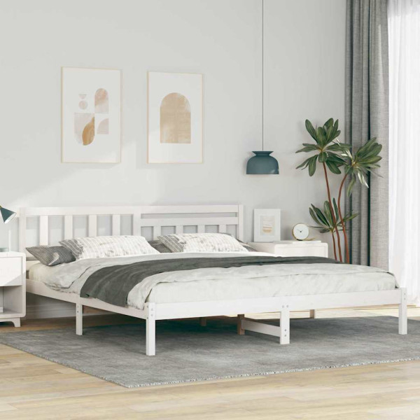 Estructura de cama Blanco 200 x 200 cm Madera de pino sólido D