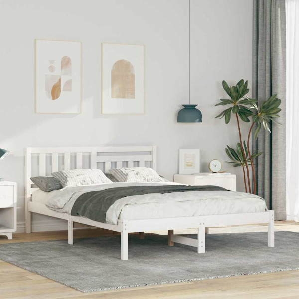 Estructura de cama Blanco 140 x 190 cm Madera de pino sólido D