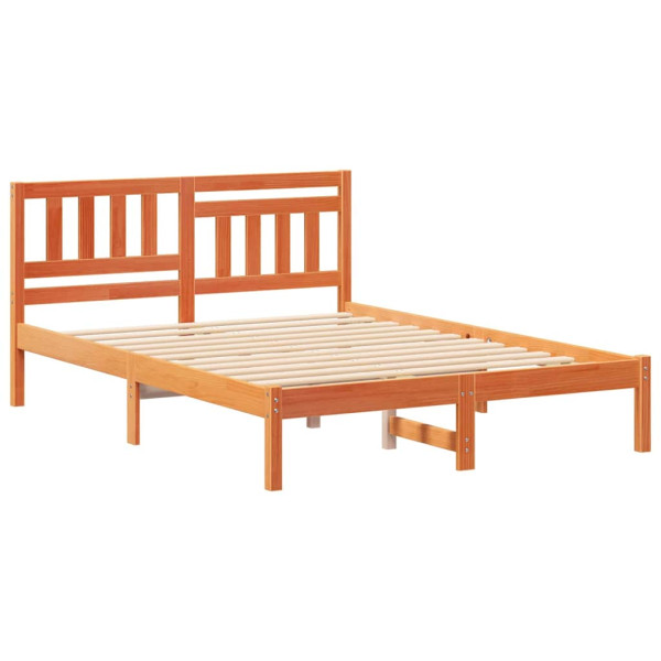 Estrutura da Cama com cabeceira Castanho-mel 140 x 190 cm M 2