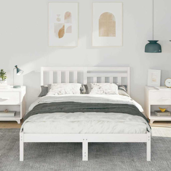 Estrutura da Cama com cabeceira Branco 135 x 190 cm M 5