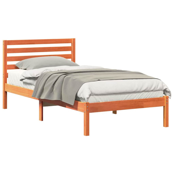 Estructura de cama con cabecera Marrón cera 80 x 200 cm M 3