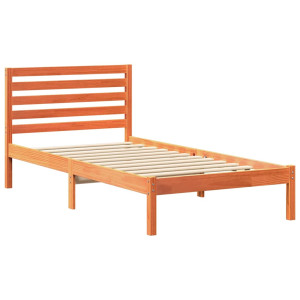 Estructura de cama con cabecera Marrón cera 90 x 190 cm H