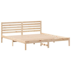 Estructura de cama Marrón 200 x 200 cm Madera de pino sólido H