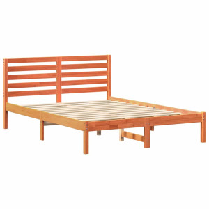 Estructura de cama con cabecera Marrón cera 140 x 190 cm H