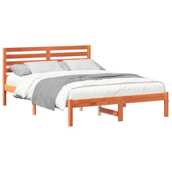 Estrutura da Cama com cabeceira Castanho-mel 140 x 190 cm M 3