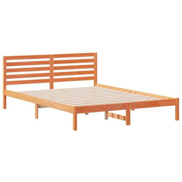 Estructura de cama con cabecera Marrón cera 160 x 210 cm M 2
