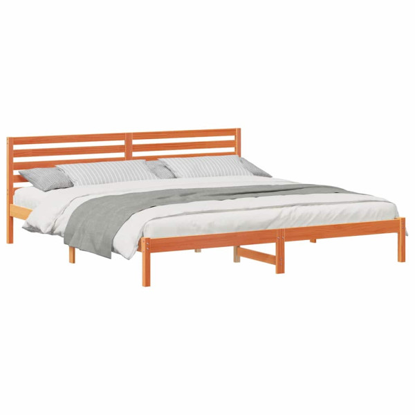 Estructura de cama con cabecera Marrón cera 200 x 210 cm M 3