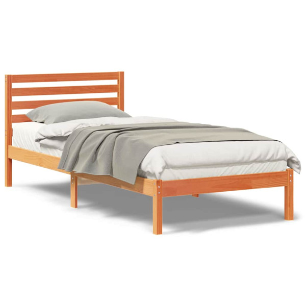 Estructura de cama con cabecera Marrón cera 80 x 220 cm M 4