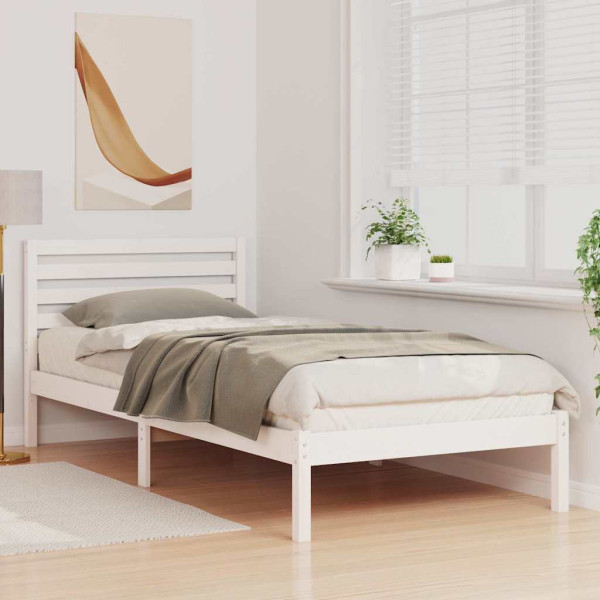 Estrutura da Cama Branco 90 x 220 cm Madeira de Pinheiro Sólido M 5