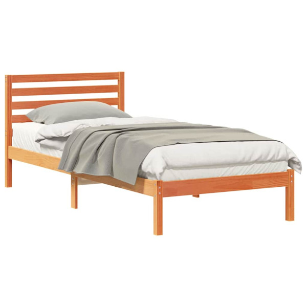Estructura de cama con cabecera Marrón cera 100 x 220 cm M 3