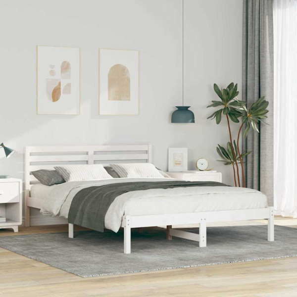 Estructura de cama Blanco 140 x 220 cm Madera de pino sólido D