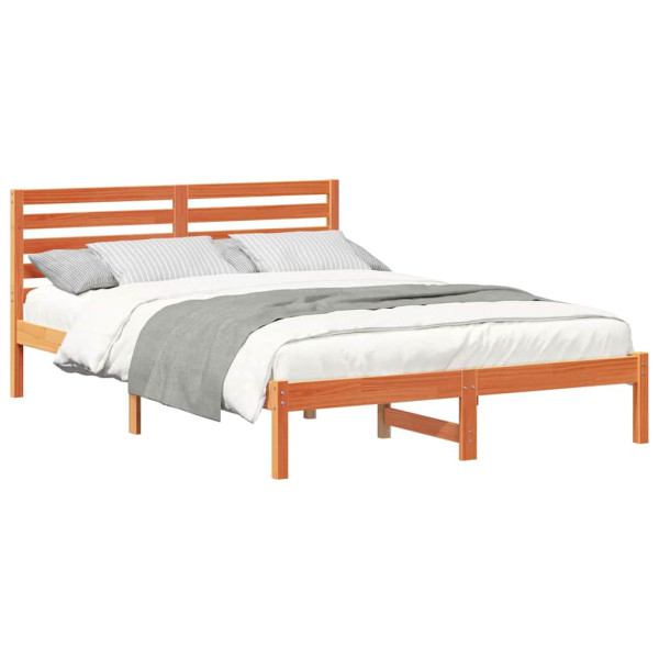 Estrutura da Cama com cabeceira Castanho-mel 140 x 220 cm M 3