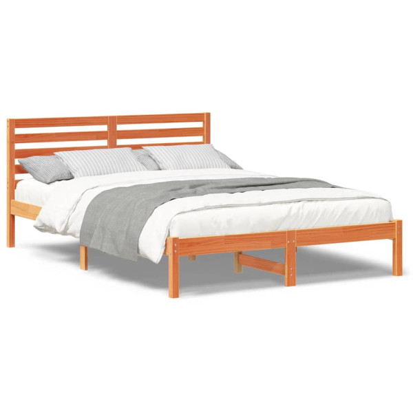 Estructura de cama con cabecera Marrón cera 140 x 220 cm M 4