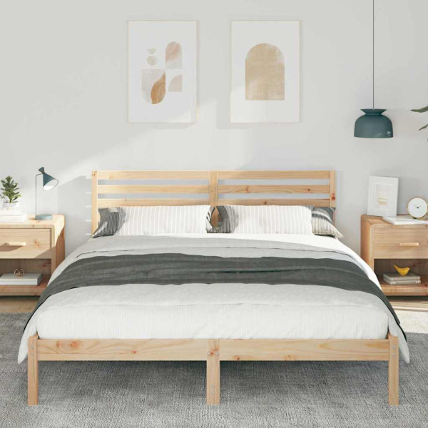 Estructura de cama Marrón 160 x 220 cm Madera de pino sólido M 5